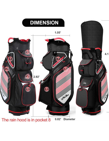 Bolsa de Golf para Carro LONGCHAO 14 Divisores Ligera con Funda