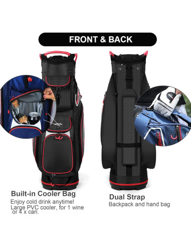 Bolsa de Golf para Carro LONGCHAO 14 Divisores Ligera con Funda