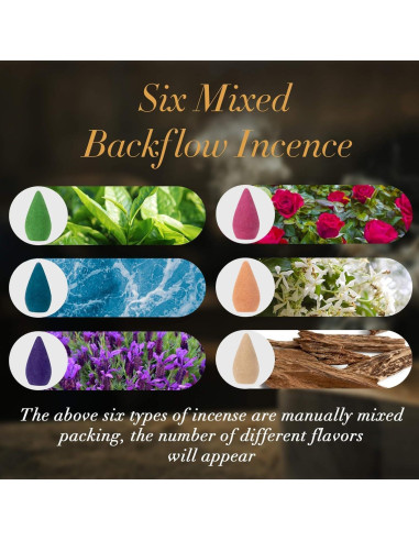 Conos de Incienso de Retroceso Sukh - 108 PCS Aromatizados