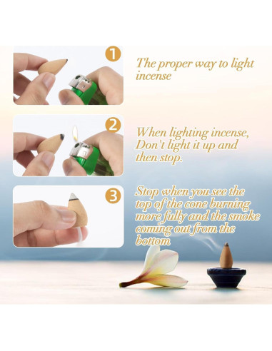 Conos de Incienso de Retroceso Sukh - 108 PCS Aromatizados