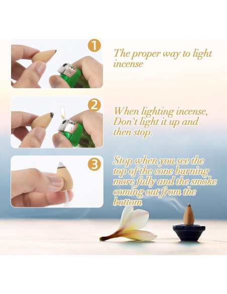 Conos de Incienso de Retroceso Sukh - 108 PCS Aromatizados