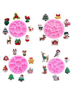 4 Moldes de Silicona Navideños ZGAXM - Copo, Árbol, Muñeco, Campana