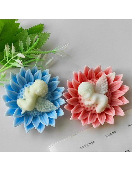 Molde de Silicona para Velas ZQYSING Ángel Bebé Girasol 9x8cm
