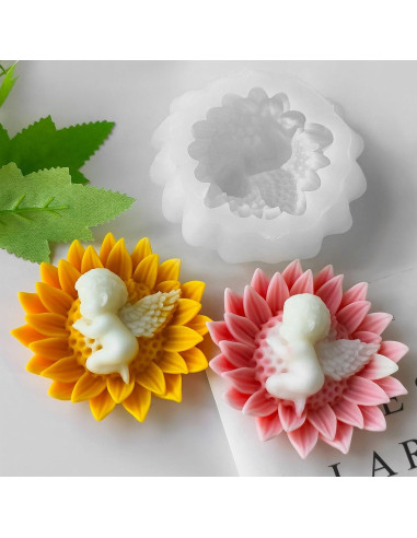 Molde de Silicona para Velas ZQYSING Ángel Bebé Girasol 9x8cm