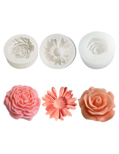 Juego de 3 Moldes de Silicona para Velas ZPARNO - Flores
