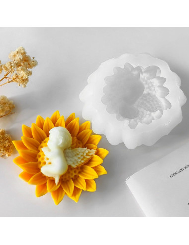 Molde de Silicona para Velas ZQYSING Ángel Bebé Girasol 9x8cm