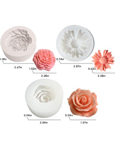 Juego de 3 Moldes de Silicona para Velas ZPARNO - Flores 2