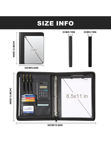 Carpeta de 3 Anillas Leathario Cuero Vegano A4 con Protectores