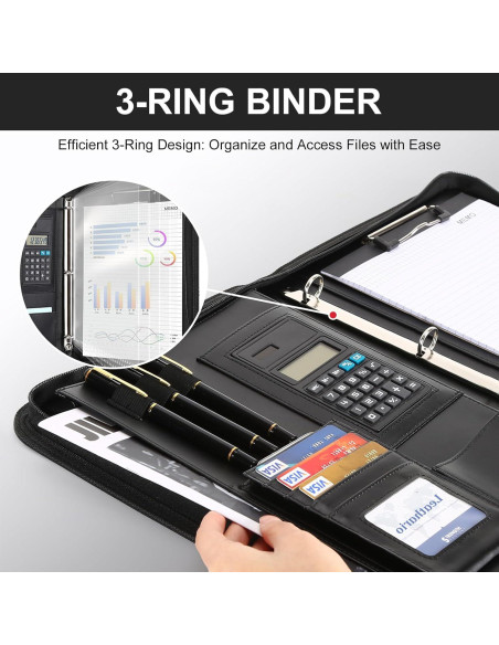 Carpeta de 3 Anillas Leathario Cuero Vegano A4 con Protectores