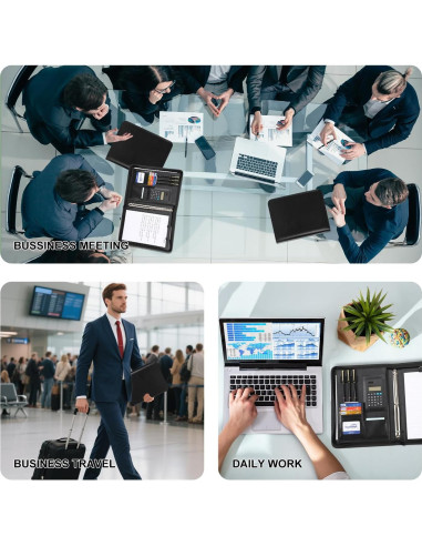 Carpeta de 3 Anillas Leathario Cuero Vegano A4 con Protectores