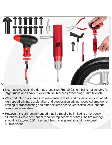 Kit de Reparación Neumáticos Tubeless Richcat 12 Piezas
