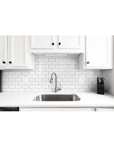 100 Azulejos Autoadhesivos StyloVue 15.24x7.62 cm Blanco Brillante