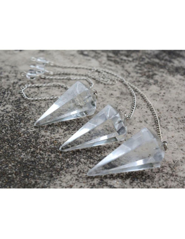 Péndulo de Cuarzo Claro Natural JUSTINSTONES 38mm Reiki