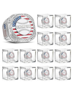 Anillo de Campeonato de Béisbol Landical 12 Set con Caja y Soporte