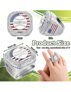 Anillo de Campeonato de Béisbol Landical 12 Set con Caja y Soporte 2