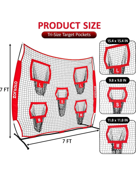 Red de Lanzamiento de Fútbol Zonlolo 2.13x2.13m con 5 Objetivos
