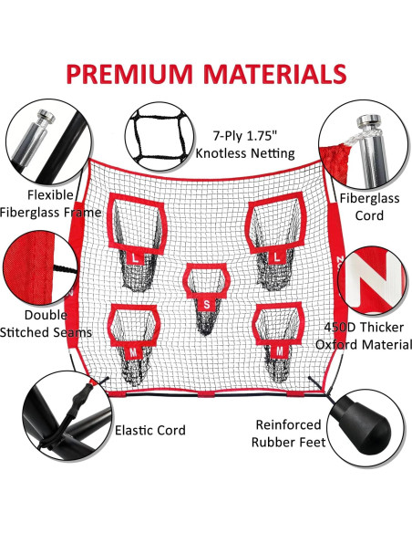 Red de Lanzamiento de Fútbol Zonlolo 2.13x2.13m con 5 Objetivos