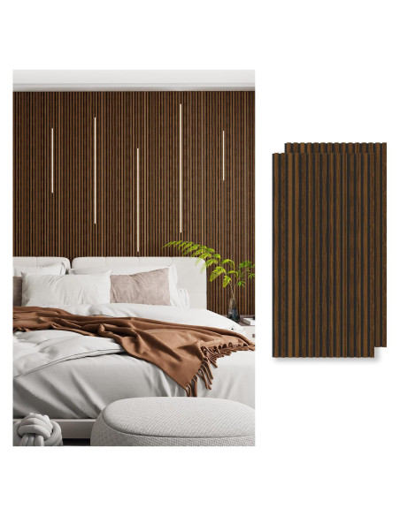 Paneles Acústicos de Madera Nuez 121.92x60.96 cm - Paquete de 2