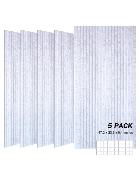 Paquete de 5 Paneles Acústicos JVJVJ 121.9x61x1 cm Gris
