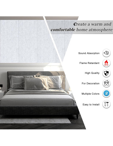 Paquete de 5 Paneles Acústicos JVJVJ 121.9x61x1 cm Gris