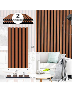 Paneles Acústicos de Madera MIWALLDE 121.92x60.96 cm 2 Piezas 2