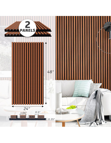 Paneles Acústicos de Madera MIWALLDE 121.92x60.96 cm 2 Piezas