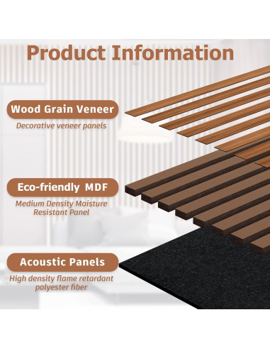 Paneles Acústicos de Madera MIWALLDE 121.92x60.96 cm 2 Piezas