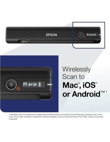 Escáner portátil inalámbrico Epson WorkForce ES-60W 27.2x4.6cm