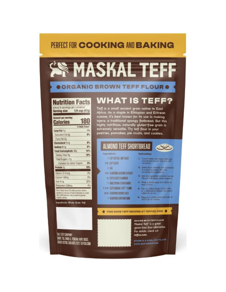 Harina de Teff Marrón Orgánica Maskal 396g Sin Gluten