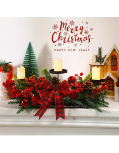 Centro de Mesa Navideño Meekoo con 3 Portavelas y Velas LED 2