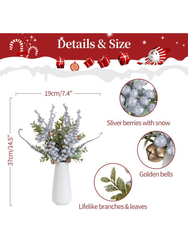 Ramo Floral Artificial de Navidad Blosmon con Jarrón 36.8 cm