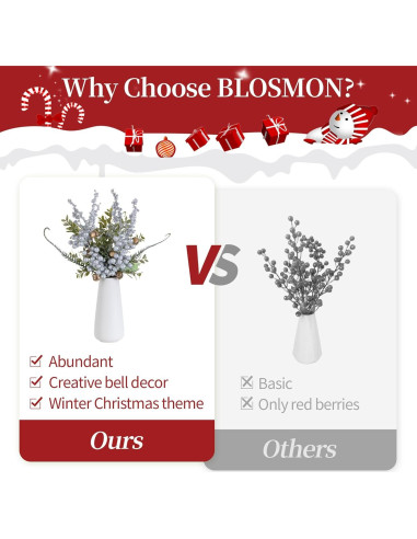 Ramo Floral Artificial de Navidad Blosmon con Jarrón 36.8 cm