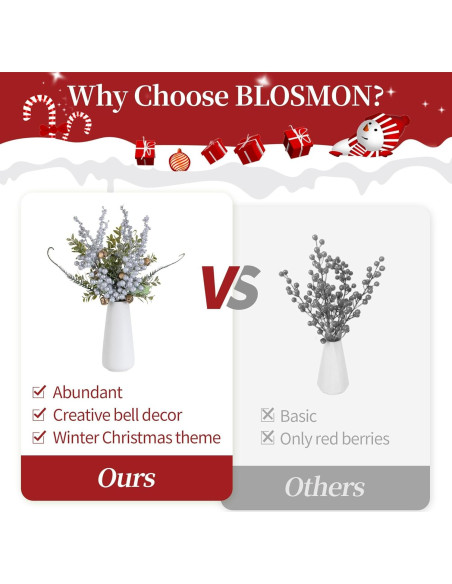 Ramo Floral Artificial de Navidad Blosmon con Jarrón 36.8 cm