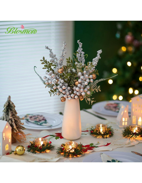 Ramo Floral Artificial de Navidad Blosmon con Jarrón 36.8 cm