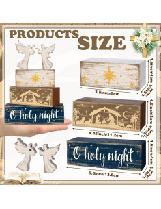 Conjunto de 4 Carteles de Madera Navidad Moucuny Ángel 2