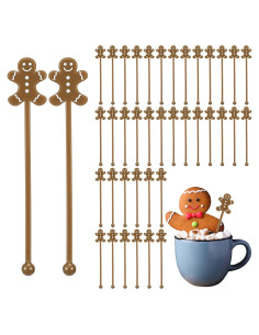 30 Palitos Revolvedores de Bebidas Navideños SiliFine Hombre de Jengibre