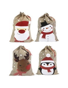 Bolsas de Regalo de Yute Navideñas Hooin - Paquete de 4 - 35x50cm