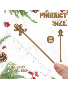 30 Palitos Revolvedores de Bebidas Navideños SiliFine Hombre de Jengibre 2