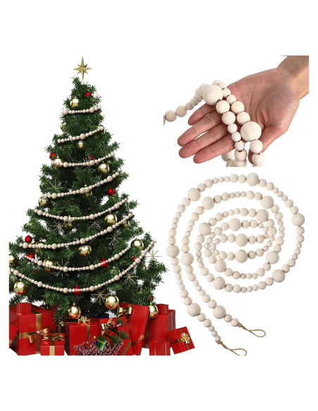 Guirnalda de Perlas de Madera Syhood 4.1m Decoración Rústica