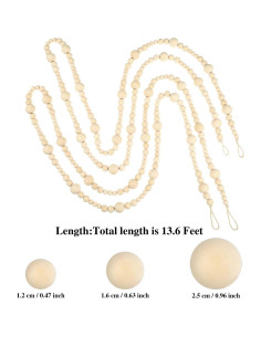 Guirnalda de Perlas de Madera Syhood 4.1m Decoración Rústica 2