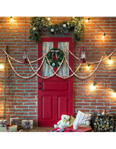 Guirnalda de Perlas de Madera Syhood 4.1m Decoración Rústica