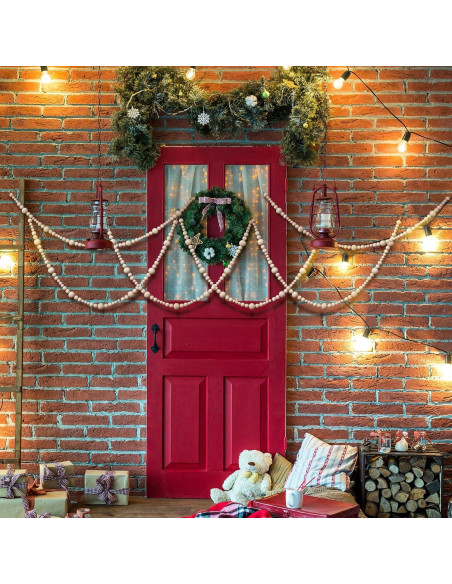 Guirnalda de Perlas de Madera Syhood 4.1m Decoración Rústica