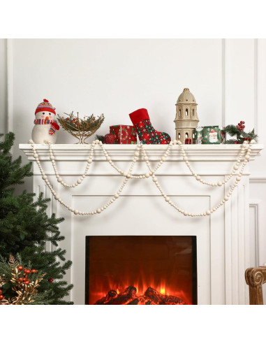 Guirnalda de Perlas de Madera Syhood 4.1m Decoración Rústica