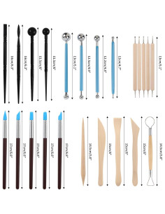 Juego de 24 herramientas de modelado RUBFAC para arcilla 2