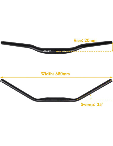 Manillar Plano Satori HD-WIEN-680 Aluminio 31.8x680mm