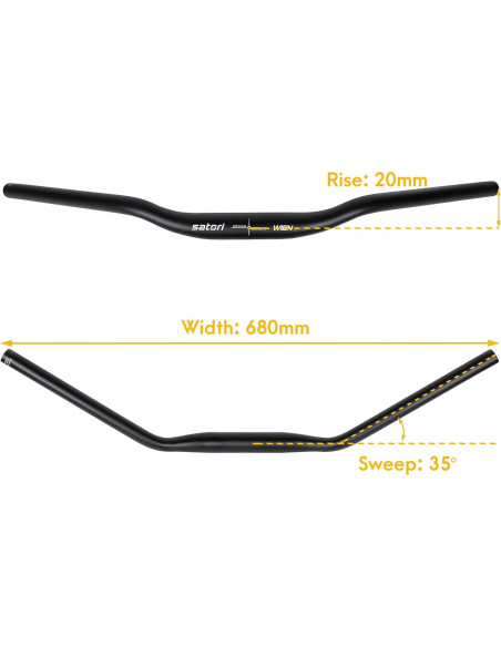 Manillar Plano Satori HD-WIEN-680 Aluminio 31.8x680mm