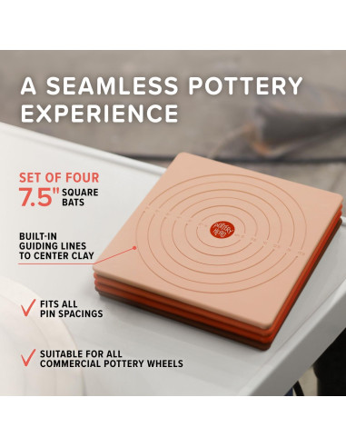 Set de 4 Bats Cuadrados Pottery Head para Torno 19 cm