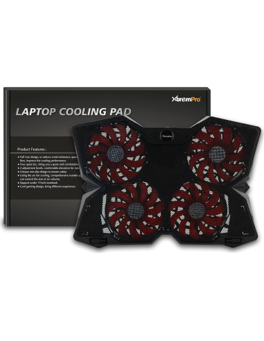 Enfriador de Laptop Xtrempro 11148, 4 Ventiladores LED, 17"