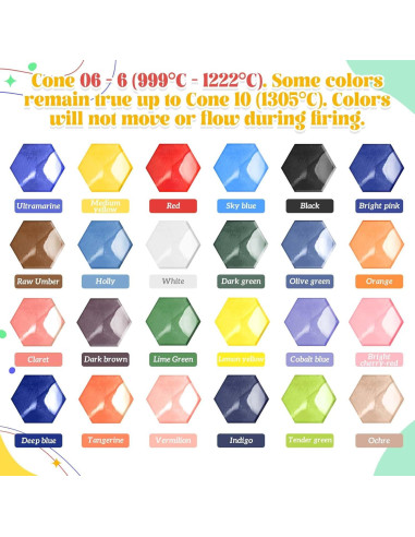 Set de 24 Underglaze Dunzoom 3 ml para Cerámica DIY