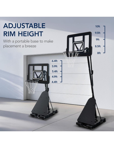 Aro de Baloncesto Ajustable Mejor Opción 1.34-3.05m Portátil